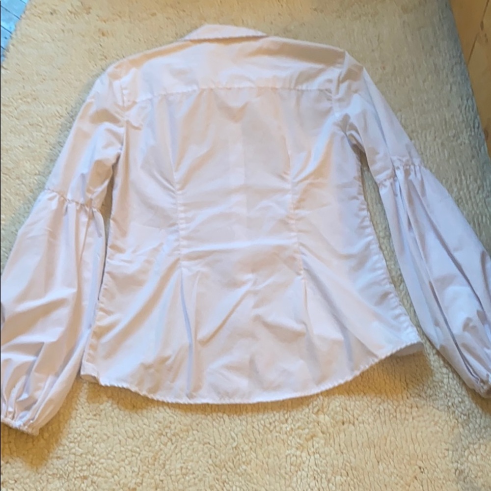 Button Down White Blouse With Bubble Sleeve Detail - image 6